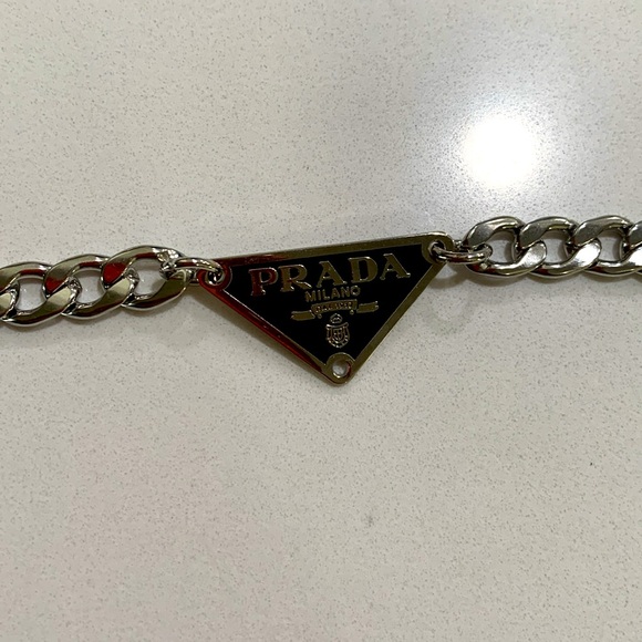 Authentic Prada Silver Chain with Logo Emblem - Picture 3 of 6